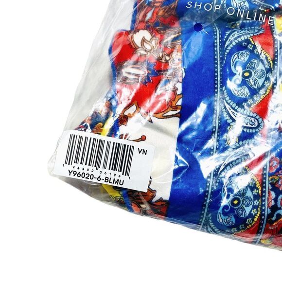 VENUS Blue Multi Cold-Shoulder Wrap Top - Picture 3 of 4